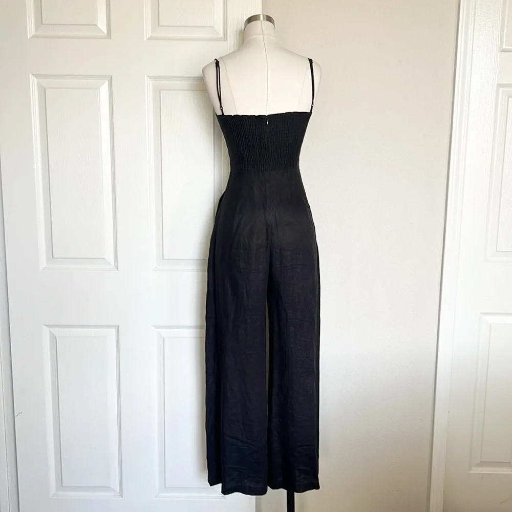 REFORMATION Jager Linen Black Jumpsuit - Picture 5 of 7